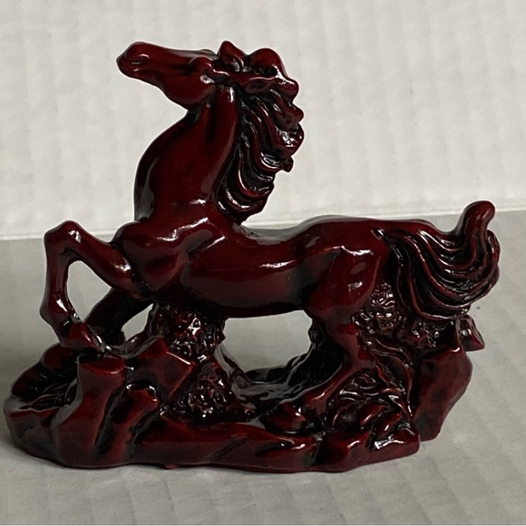 Chinese Resin Wild Horse cinnabar Red Statue Sculpture Vintage Feng Shui Lucky - Picture 12 of 16